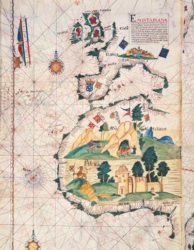 Fol.5v Karte von Großbritannien, Europa und Nordwestafrika, aus Portugaliae Monumenta Cartographica, ein Bericht über die Entdeckungen von Fernao Gomez von 1470-75, 1563 von Luis Lazaro